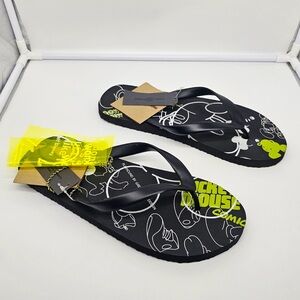 NWT GREYHOUND DESIGN X MICKEY MOUSE Black Flip Flops Men's sz 43